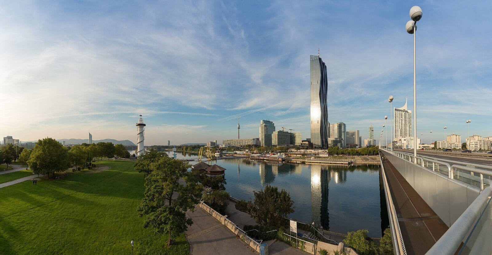 New Danube, Danube Island and DC Tower seen from the Reichsbrücke